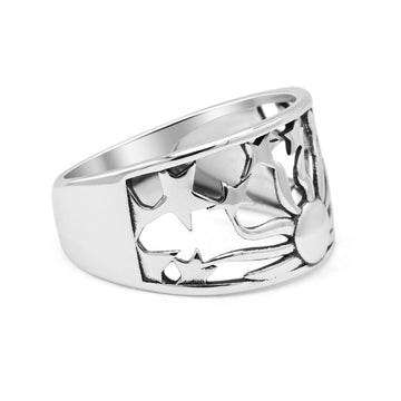 Sun Rays With Stars Sunshine Half Rounded Design Thumb Ring